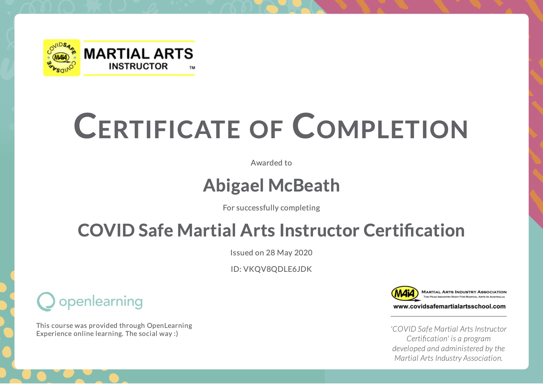 Covid-19 training certificate