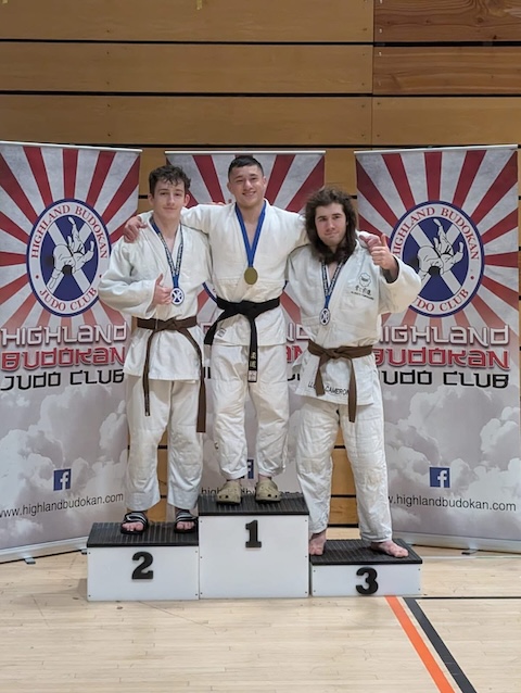 Lloyd Cameron on the podium at the Highland Budokan Grand Prix